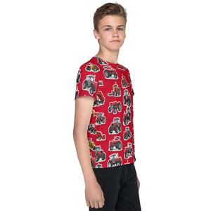 Furrow & Fields Kids T-Shirt Kids Massey Ferguson Tractors All-Over Print T-Shirt Quality Farmers Merch