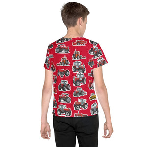 Furrow & Fields Kids T-Shirt Kids Massey Ferguson Tractors All-Over Print T-Shirt Quality Farmers Merch