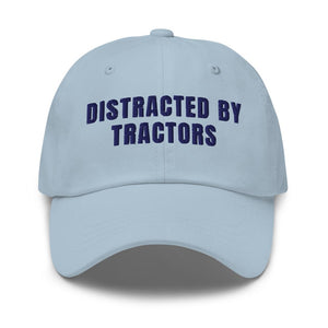Furrow & Fields Light Blue Distracted by Tractors | Classic Dad Hat Quality Farmers Merch