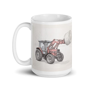 Furrow & Fields Massey Ferguson 3070 Autotronic Pencil Sketch | White Glossy Mug Quality Farmers Merch