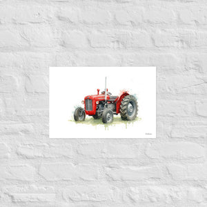 Furrow & Fields Poster Massey Ferguson 35X Water Colour | Poster Quality Farmers Merch