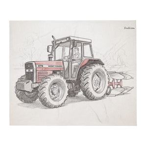 Furrow & Fields Massey Ferguson 375 Pencil Sketch | Throw Blanket Quality Farmers Merch