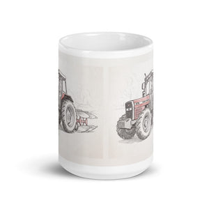 Furrow & Fields Massey Ferguson 375 Pencil Sketch | White Glossy Mug Quality Farmers Merch