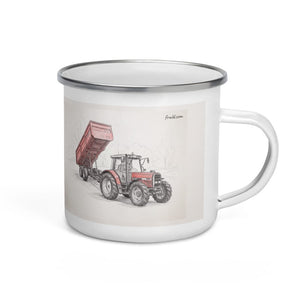 Furrow & Fields Massey Ferguson 6180 Pencil Sketch | Enamel Mug Quality Farmers Merch