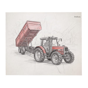 Furrow & Fields Massey Ferguson 6180 Pencil Sketch | Throw Blanket Quality Farmers Merch