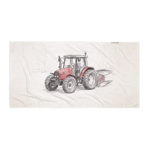 Furrow & Fields Massey Ferguson 6255 Pencil Sketch | Beach Towel Quality Farmers Merch