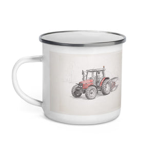 Furrow & Fields Massey Ferguson 6255 Pencil Sketch | Enamel Mug Quality Farmers Merch