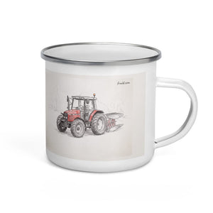 Furrow & Fields Massey Ferguson 6255 Pencil Sketch | Enamel Mug Quality Farmers Merch