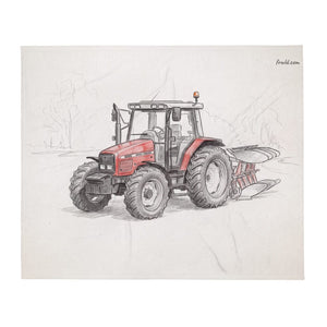 Furrow & Fields Massey Ferguson 6255 Pencil Sketch | Throw Blanket Quality Farmers Merch