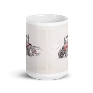 Furrow & Fields Massey Ferguson 6255 Pencil Sketch | White Glossy Mug Quality Farmers Merch