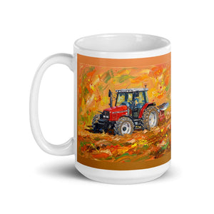 Furrow & Fields Massey Ferguson 6255 Splash Art | White Glossy Mug Quality Farmers Merch