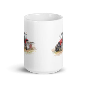 Furrow & Fields Massey Ferguson 6255 Watercolor | White Glossy Mug Quality Farmers Merch