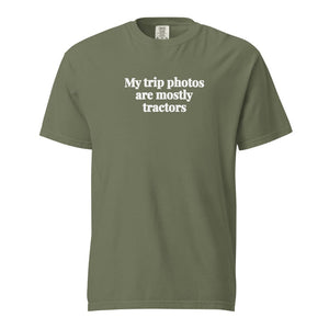 Furrow & Fields Moss / S My Trip Photos Are Mostly Tractors | Unisex Premium T-shirt Quality Farmers Merch