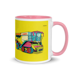 Furrow & Fields Pink / 11 oz CLAAS Lexion 8600 TerraTrac Pop Art | Mug with Color Inside Quality Farmers Merch