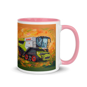 Furrow & Fields Pink / 11 oz CLAAS Lexion 8600 TerraTrac Splash Art | Mug with Color Inside Quality Farmers Merch