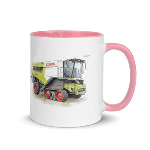 Furrow & Fields Pink / 11 oz CLAAS Lexion 8600 TerraTrac Watercolor | Mug with Color Inside Quality Farmers Merch