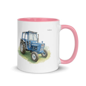Furrow & Fields Pink / 11 oz Ford 4600 Watercolor | Mug with Color Inside Quality Farmers Merch