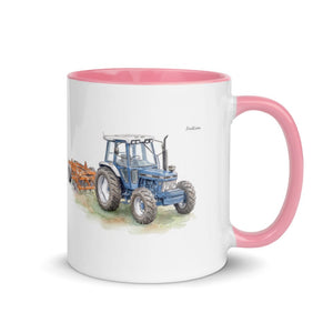 Furrow & Fields Pink / 11 oz Ford 7810 Generation III Watercolor | Mug with Color Inside Quality Farmers Merch