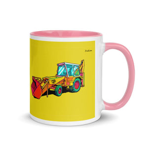 Furrow & Fields Pink / 11 oz JCB 3C II Pop Art | Mug with Color Inside Quality Farmers Merch