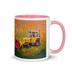 Furrow & Fields Pink / 11 oz JCB 3C II Splash Art | Mug with Color Inside Quality Farmers Merch