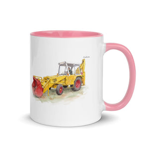 Furrow & Fields Pink / 11 oz JCB 3C II Watercolor | Mug with Color Inside Quality Farmers Merch