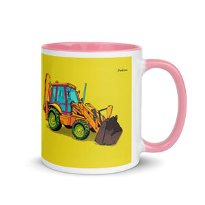 Furrow & Fields Pink / 11 oz JCB 3CX Sitemaster Plus Pop Art | Mug with Color Inside Quality Farmers Merch