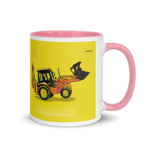 Furrow & Fields Pink / 11 oz JCB 3CX Sitemaster SRS Pop Art | Mug with Color Inside Quality Farmers Merch