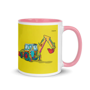 Furrow & Fields Pink / 11 oz JCB 4D II Pop Art | Mug with Color Inside Quality Farmers Merch