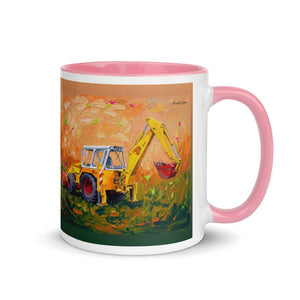 Furrow & Fields Pink / 11 oz JCB 4D II Splash Art | Mug with Color Inside Quality Farmers Merch