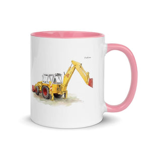 Furrow & Fields Pink / 11 oz JCB 4D II Watercolor | Mug with Color Inside Quality Farmers Merch