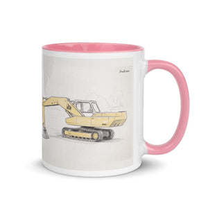 Furrow & Fields Pink / 11 oz JCB 806 Pencil Sketch | Mug with Color Inside Quality Farmers Merch