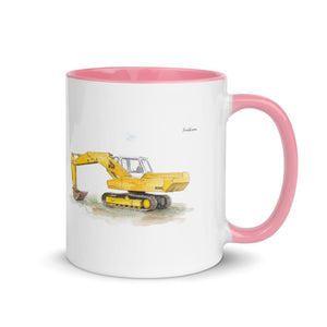 Furrow & Fields Pink / 11 oz JCB 806 Watercolor | Mug with Color Inside Quality Farmers Merch