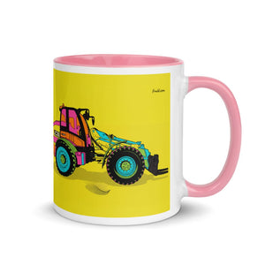 Furrow & Fields Pink / 11 oz JCB TM420 Pop Art | Mug with Color Inside Quality Farmers Merch