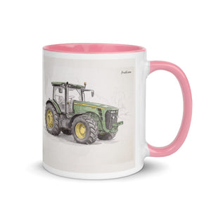 Furrow & Fields Pink / 11 oz John Deere 8345R Pencil Sketch | Mug with Color Inside Quality Farmers Merch