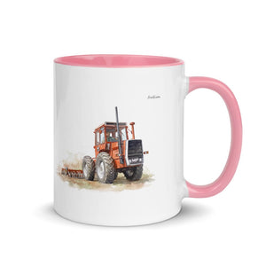 Furrow & Fields Pink / 11 oz Massey Ferguson 1200 Watercolor | Mug with Color Inside Quality Farmers Merch
