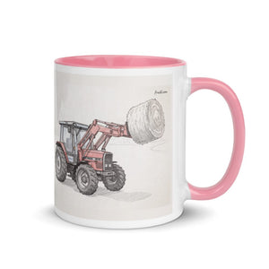 Furrow & Fields Pink / 11 oz Massey Ferguson 3070 Autotronic Pencil Sketch | Mug with Color Inside Quality Farmers Merch