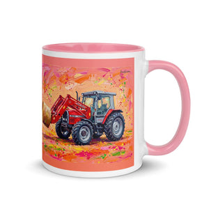 Furrow & Fields Pink / 11 oz Massey Ferguson 3070 Autotronic Splash Art | Mug with Color Inside Quality Farmers Merch