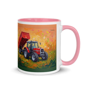 Furrow & Fields Pink / 11 oz Massey Ferguson 6180 Splash Art | Mug with Color Inside Quality Farmers Merch