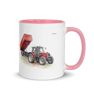 Furrow & Fields Pink / 11 oz Massey Ferguson 6180 Watercolor | Mug with Color Inside Quality Farmers Merch