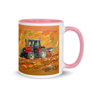 Furrow & Fields Pink / 11 oz Massey Ferguson 6255 Splash Art | Mug with Color Inside Quality Farmers Merch
