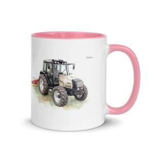 Furrow & Fields Pink / 11 oz Valtra 6750 Watercolor | Mug with Color Inside Quality Farmers Merch