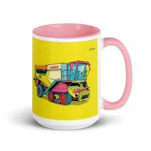 Furrow & Fields Pink CLAAS Lexion 8600 TerraTrac Pop Art | 15 oz Mug with Color Inside Quality Farmers Merch