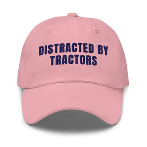 Furrow & Fields Pink Distracted by Tractors | Classic Dad Hat Quality Farmers Merch