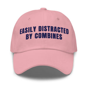 Furrow & Fields Pink Easily Distracted By Combines | Classic Dad Hat Quality Farmers Merch