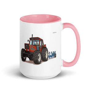 Furrow & Fields Pink Fiat 1880 Illustration | 15 oz Mug with Color Inside Quality Farmers Merch
