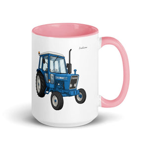 Furrow & Fields Pink Ford 4600 Illustration (Front) | 15 oz Mug with Color Inside Quality Farmers Merch