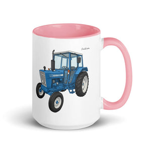 Furrow & Fields Pink Ford 4600 Illustration (Side) | 15 oz Mug with Color Inside Quality Farmers Merch