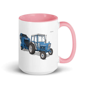 Furrow & Fields Pink Ford 7600 Illustration | 15 oz Mug with Color Inside Quality Farmers Merch