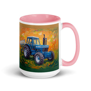 Furrow & Fields Pink Ford 9700 Splash Art | 15 oz Mug with Color Inside Quality Farmers Merch