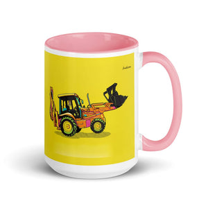 Furrow & Fields Pink JCB 3CX Sitemaster SRS Pop Art | 15 oz Mug with Color Inside Quality Farmers Merch